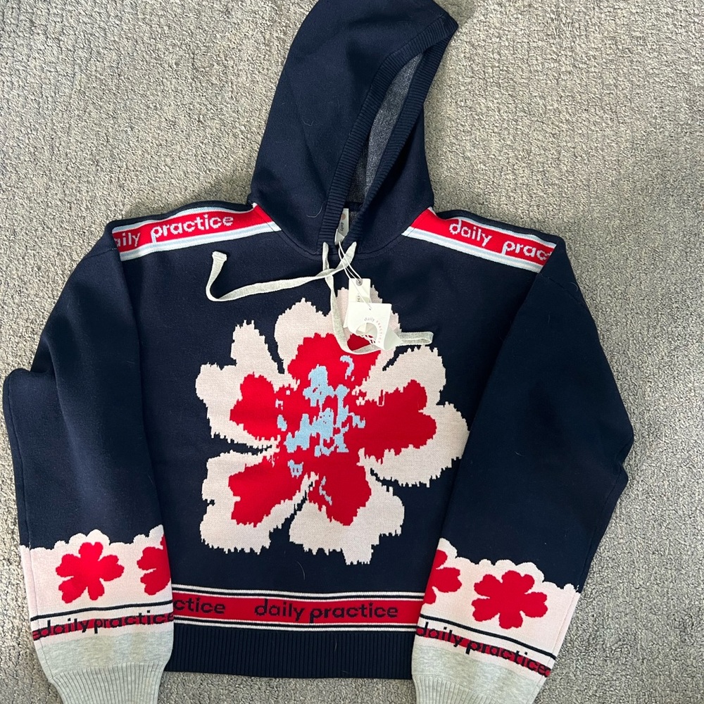 Daily Practice Navy and Pink Floral Women's Sweater
